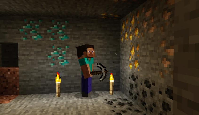 a miner holding a pixel pick